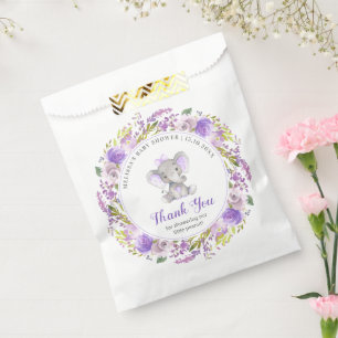 Lavender Elephant Baby Girl Shower Purple Guest Favour Bag