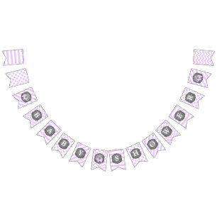 Lavender Elephant Girl Baby Shower Bunting Flags