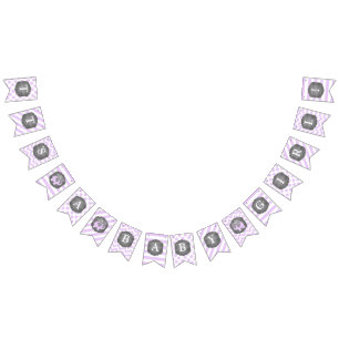 Lavender Elephant Girl Baby Shower Bunting Flags