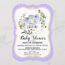 Lavender Elephant Modern Baby Shower