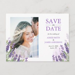 Lavender Enregistrer la date Carte Postale Simple