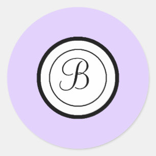 Lavender Envelope Seal Stickers Monogram B