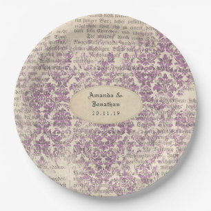Lavender Ephemera Wedding Paper Plate