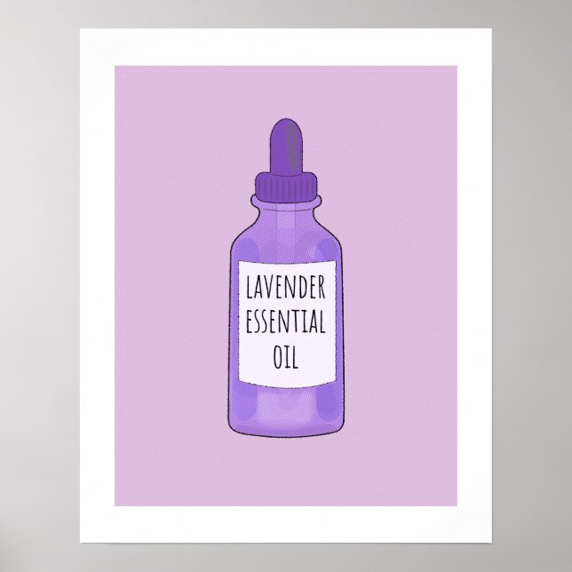 Lavender Essential Oil Bottle Drawing Poster (Front)