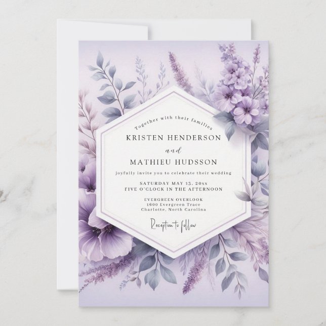 Lavender Ethereal Bloom Wedding Invitation (Front)