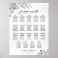 Lavender Eucalyptus 19 Table Wedding Seating Chart