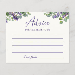 Lavender & Eucalyptus Bridal Shower Advice Card