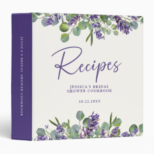 Lavender & Eucalyptus Bridal Shower Recipe Book Binder