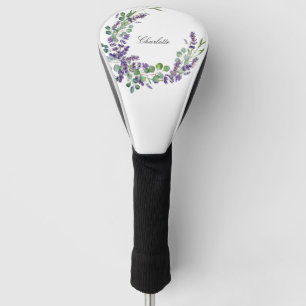 Lavender eucalyptus greenery name script golf head cover