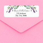 Lavender eucalyptus greenery return address label<br><div class="desc">A white background decorated with lavender florals,  flowers and eucalyptus greenery. Personalize and add your name and address. Perfect for a bridal shower,  baby shower or birthday party invitations.</div>