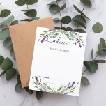 Lavender eucalyptus greenery wedding advice card<br><div class="desc">White background,  decorated with lavender florals and eucalyptus greenery.  Personalize and add your names.

1 sheet = 1 advice card printed edge to edge.</div>