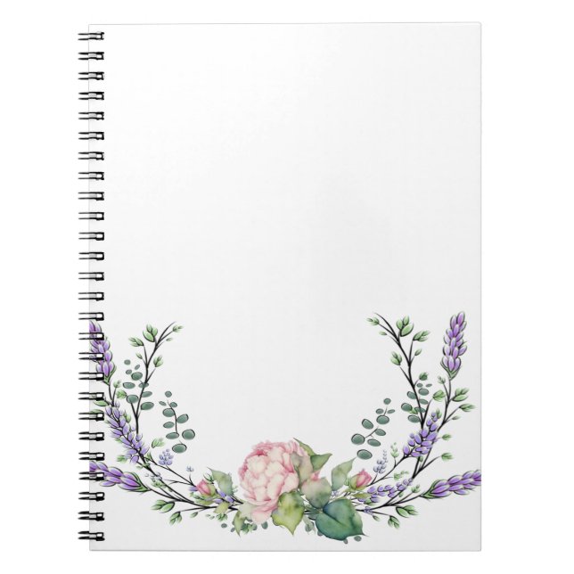 Lavender Eucalyptus pink floral roses peonies Notebook (Front)