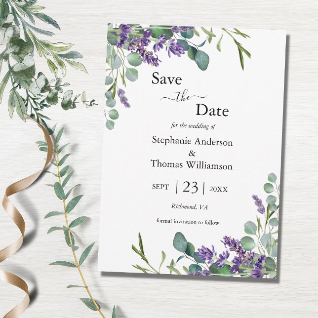 Lavender Eucalyptus QR code Greenery Wedding Save The Date (Creator Uploaded)
