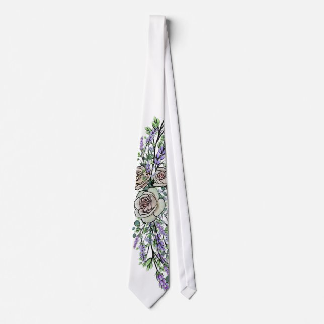 Lavender Eucalyptus roses Tie (Front)