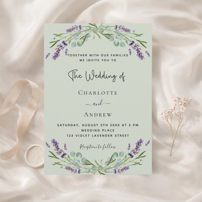Lavender eucalyptus sage green wedding  invitation (Creator Uploaded)