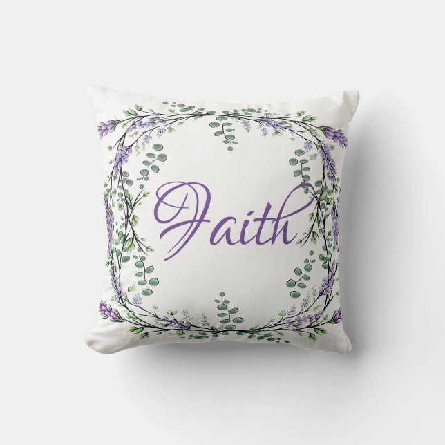 Lavender Eucalyptus watercolor boho  Throw Pillow (Front)