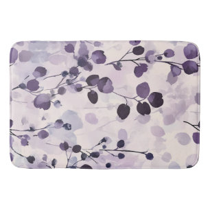 Lavender Eucalyptus Watercolor Floral Bath Mat