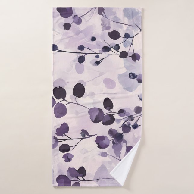 Lavender Eucalyptus Watercolor Floral  Bath Towel (Bath Towel)