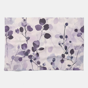 Lavender Eucalyptus Watercolor Floral Kitchen Towel