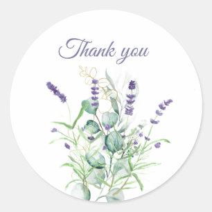 Lavender Eucalyptus Watercolor Herbs Purple  Classic Round Sticker