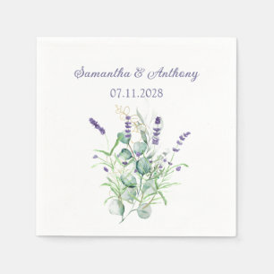 Lavender Eucalyptus Watercolor Herbs Purple  Napkin