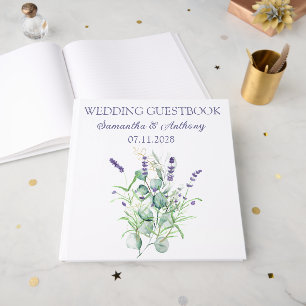 Lavender Eucalyptus Watercolor Herbs Wedding Guest Book