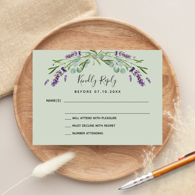 Lavender eucalyptus wedding response RSVP Card (Creator Uploaded)