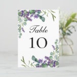 Lavender Eucalyptus Wedding Table Number Cards<br><div class="desc">Lavender and Eucalyptus on these pretty Wedding table number cards.  See our matching products in our Lavender and Eucalyptus Wedding Suite. 
https://www.zazzle.com/collections/lavender_eucalyptus_wedding_and_bridal_shower-119352923587237440</div>