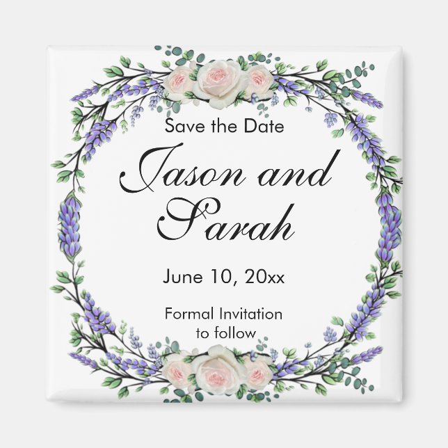 Lavender eucalyptus white pink roses magnet (Front)