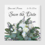 Lavender Eucalyptus white roses greenery    Magnet<br><div class="desc">An elegant and vintage design featuring eucalyptus,  lavender,  white roses and greenery - customizable - add your own text -</div>