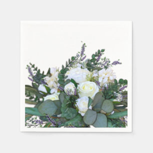 Lavender Eucalyptus white roses greenery Napkin