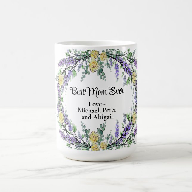 Lavender eucalyptus yellow rose best mom ever coffee mug (Center)