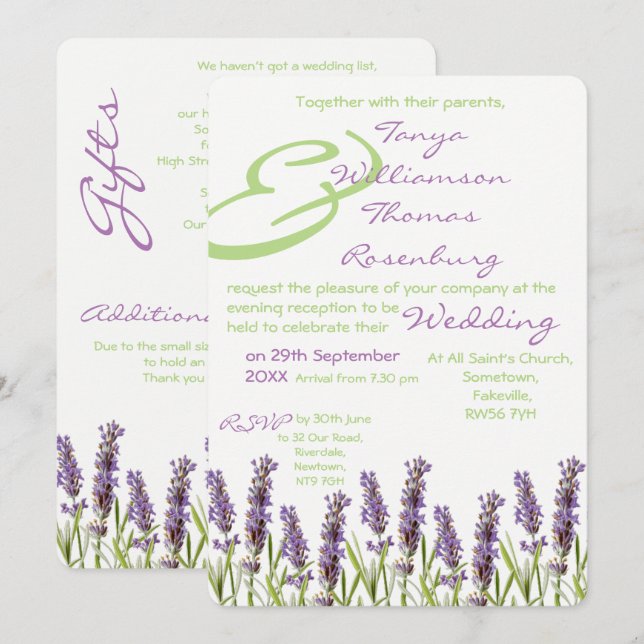 Lavender Evening Invitation (Front/Back)