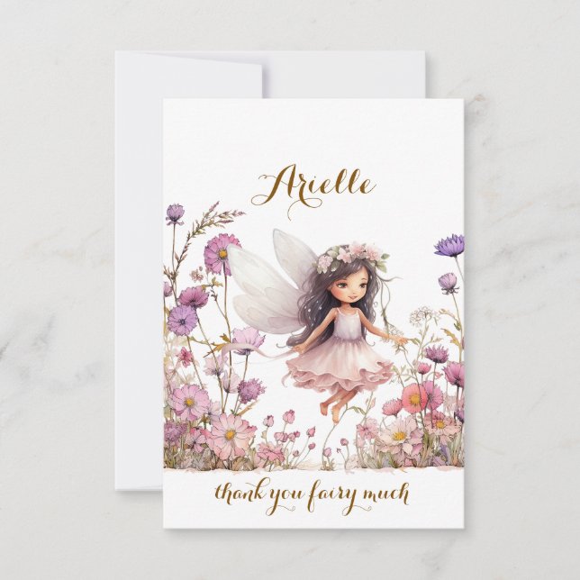 Lavender Fairy wildflower birthday thank you Card (Front)