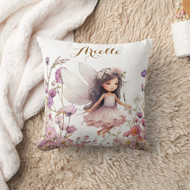 Lavender fairy wildflower pixie birthday gift throw pillow (Blanket)