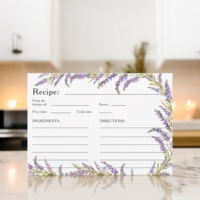 Lavender Fall floral watercolor bridal recipe  Enclosure Card (Lavender Fall floral watercolor bridal recipe Enclosure Card)