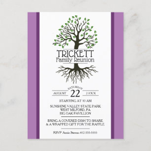 Lavender Family Tree Family Reunion Invitation Postcard