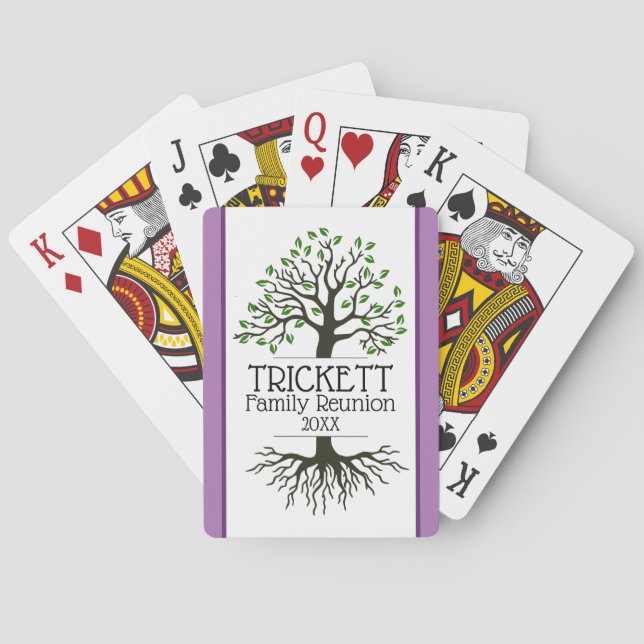 Lavender Family Tree Family Reunion Playing Cards (Back)