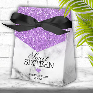 Lavender Faux Glitter/Marble Sweet 16 Favor Box