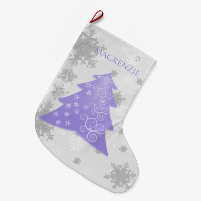 Lavender Festive Christmas Tree Stocking (Front (Hanging))