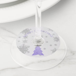 Lavender Festive Christmas Tree Wine Glass Tags