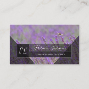 Lavender field bumblebee grey triangles monogram b business card