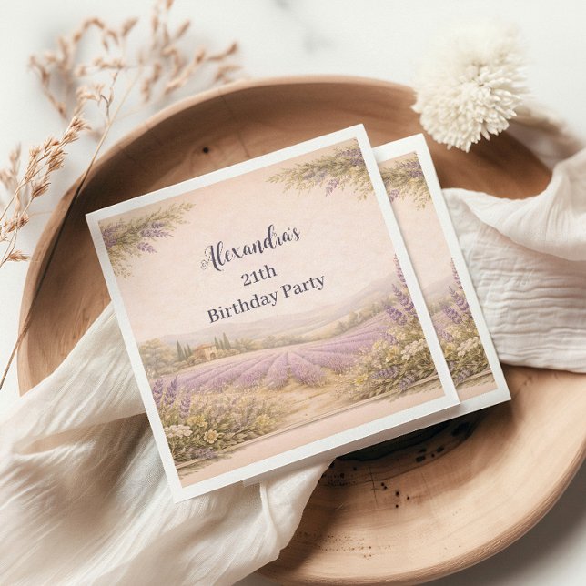 Lavender Field Garden Birthday Napkin (Creator Uploaded)