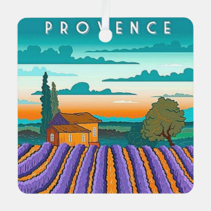 Lavender Field Provence France Metal Ornament