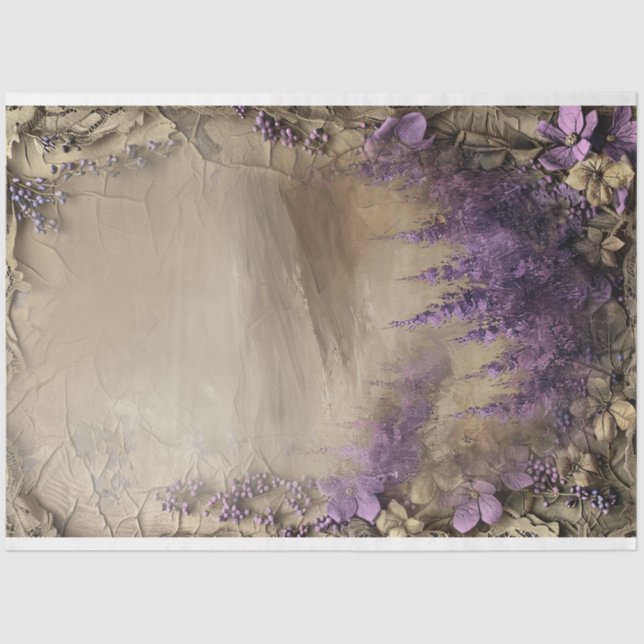 Lavender Field Shabby Chic Digital Mixed Media  Tissue Paper (Front)