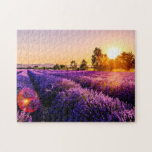 Lavender Field Sunset Jigsaw Puzzle For Adults