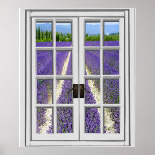 Lavender Field View Fake Window Poster