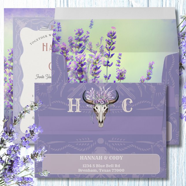 Lavender Field Western Wedding Invitation Envelope (Creator Uploaded)