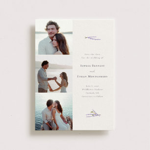 Lavender Fields 3 Photo Wedding Custom Save The Date