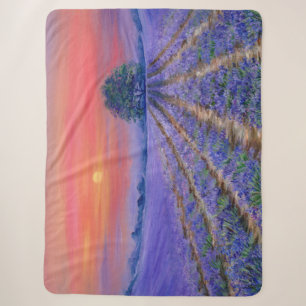 Lavender Fields at Sunset Sherpa Blanket